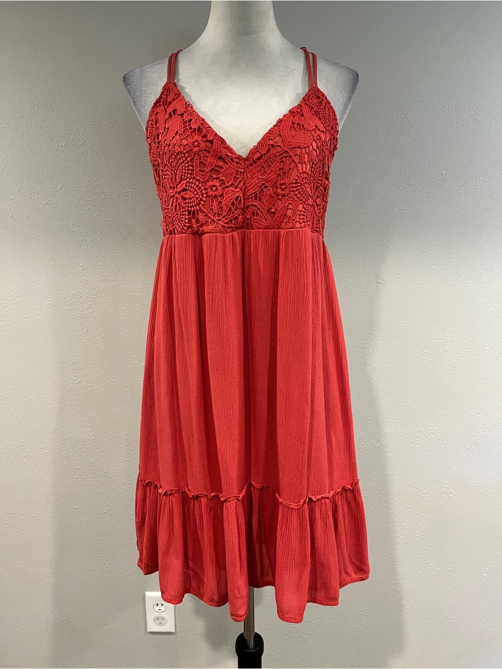 Maurices rust Red Crochet Bodice Sundress size medium‎
